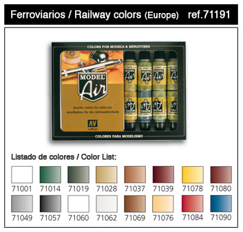Vallejo 71191 Set: Eisenbahn-Farben, 16 x 17 ml 