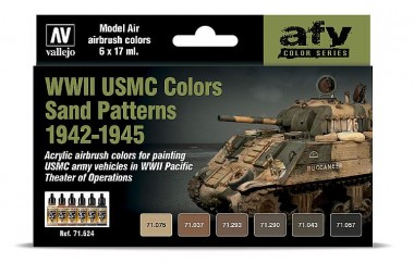 Vallejo 71624 Farbset: WWII USMC Sand Tarnung 6x17ml 