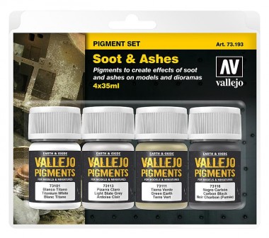 Vallejo 73193 Pigment-Set - Ruß und Asche 
