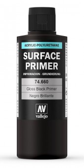 Vallejo 74660 Primer: schwarz glänzend, 200 ml 