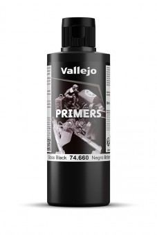 Vallejo 74660 Primer: schwarz glänzend, 200 ml 
