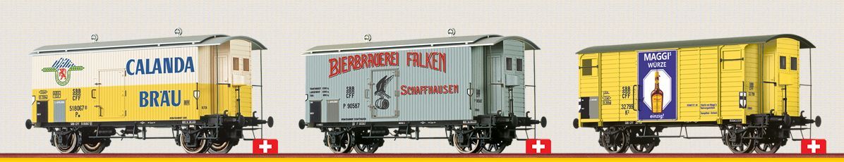 Brawa 50702 Set G terwagen Schweizer Marken 3 tlg Menzels Lokschuppen 